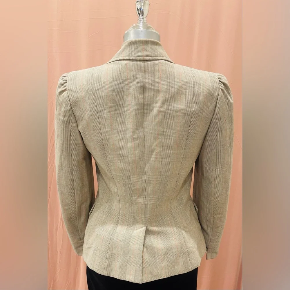 bebe Taupe Tailored Blazer with Puff Shoulders - Picture 2 of 3
